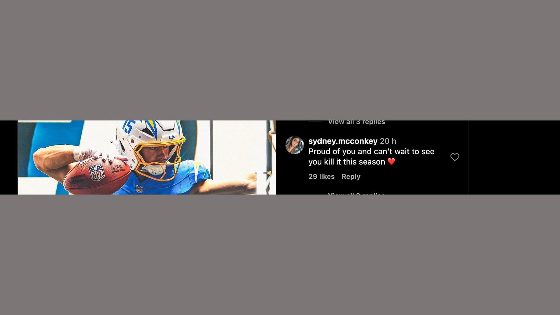 Ladd McConkey's wife's comment
